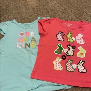 Kids Short Sleeve Tees - Turquoise and Coral Bunny Designs